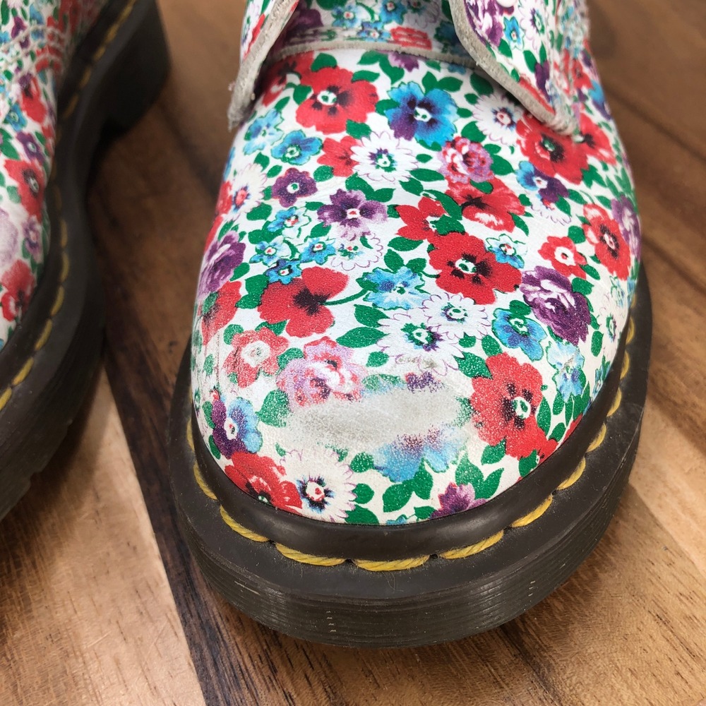 Dr Martens Pascal Floral Print Leather Boots Women Size 6 Combat - Picture 7 of 8